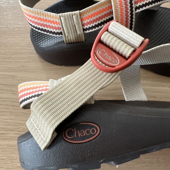 NEW Chaco ZCloud Men's Sandals Size 8 Wide Strap Brown Orange Beige - Picture 4 of 7